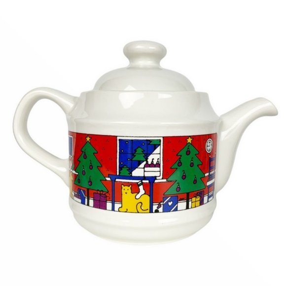 Vintage 1985 Allan Wood Christmas tea pot and mug